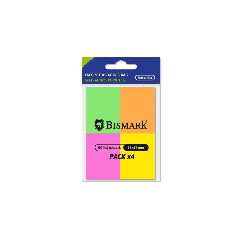 Bismark Pack de 4 Blocs de 50 Notas Adhesivas 38x51mm (24u.)