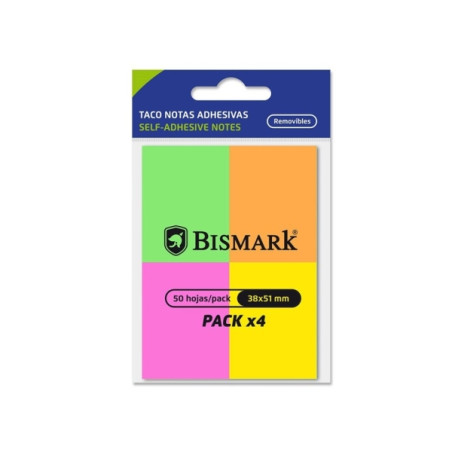 Bismark Pack de 4 Blocs de 50 Notas Adhesivas 38x51mm (24u.)