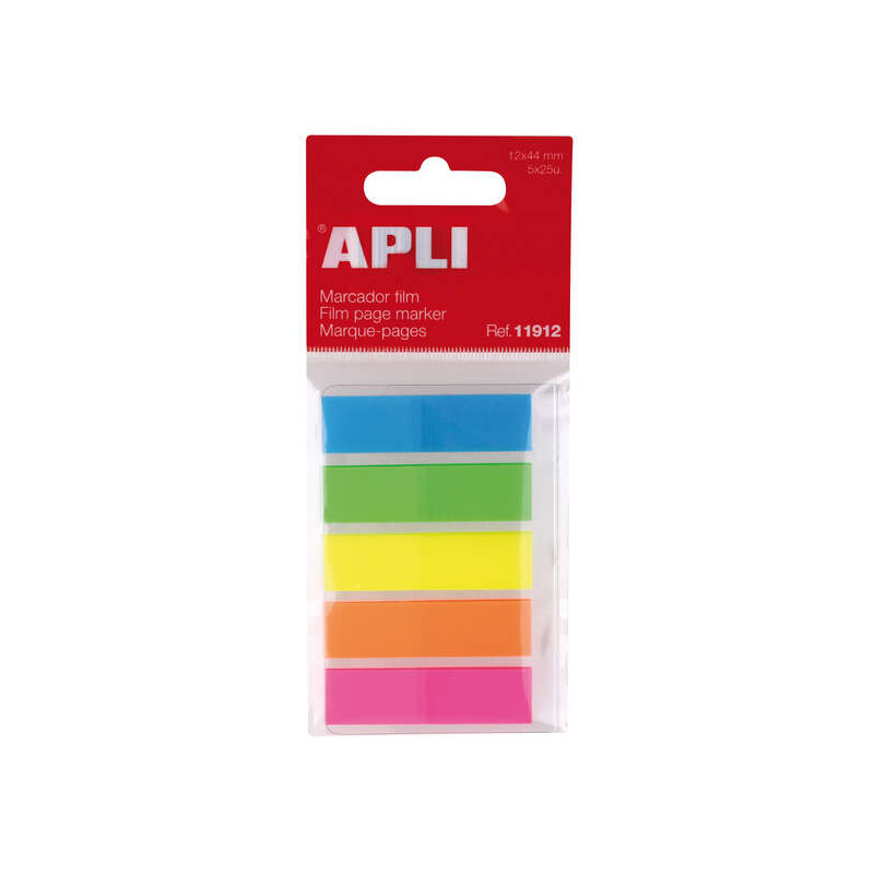 Apli Indices Adhesivos Film 45x12mm 5 Colores Fluorescentes