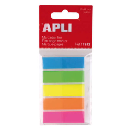 Apli Indices Adhesivos Film 45x12mm 5 Colores Fluorescentes