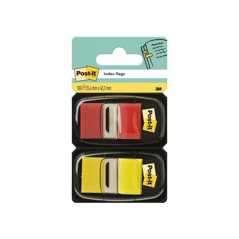Post-it Index Pack de 2 Dispensadores con 100 Marcadores de Indice Reposicionables