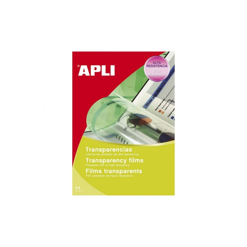 Apli Pack con 100 Transparencias de Poliester A4 para Impresoras Inkjet Varios Alta Calidad de