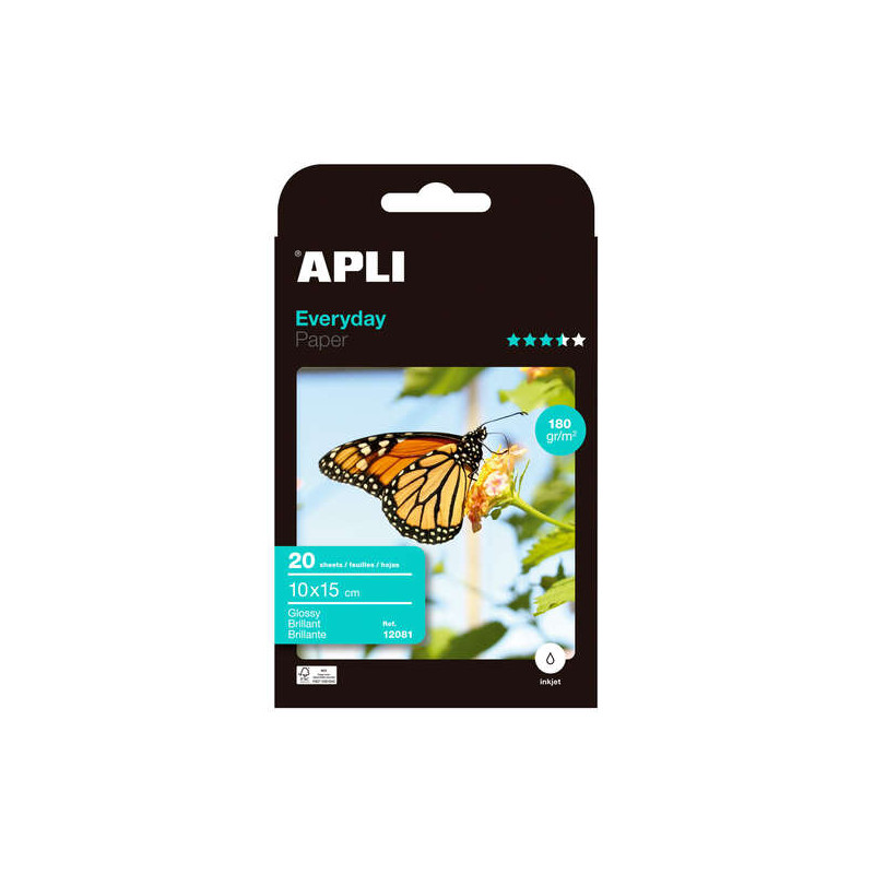 Apli Papel Fotografico Everyday 10 x 15 cm 180g 20 Hojas