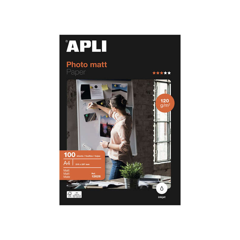 Apli Papel Fotografico Matt A4 120g 100 Hojas