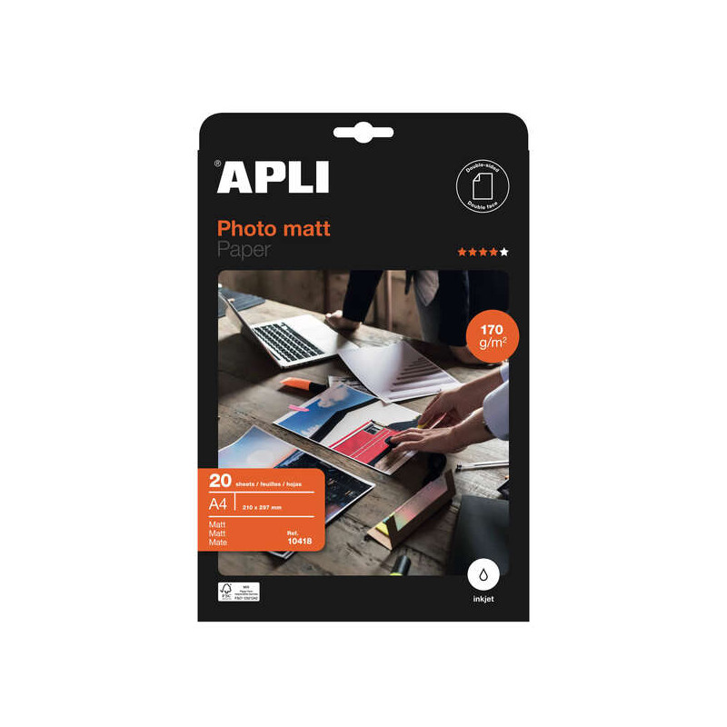 Apli Papel Fotografico Matt A4 170g 20 Hojas