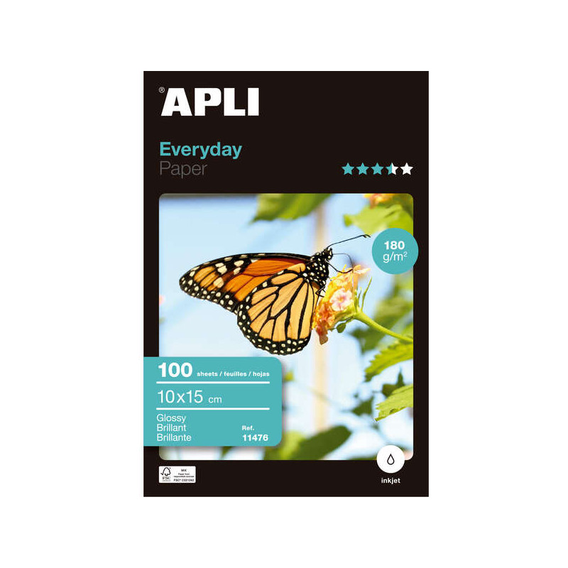 Apli Papel Fotografico Everyday 10 x 15 cm 180g 100 Hojas