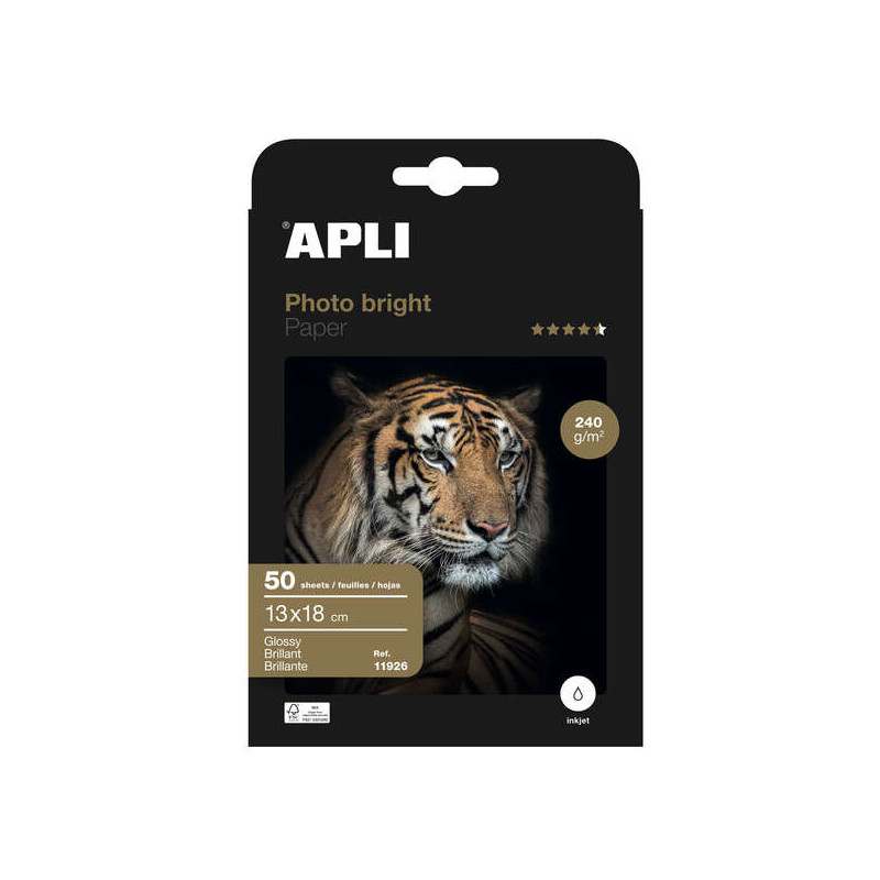 Apli Papel Fotografico Photobright 13 x 18 cm 240g 50 Hojas