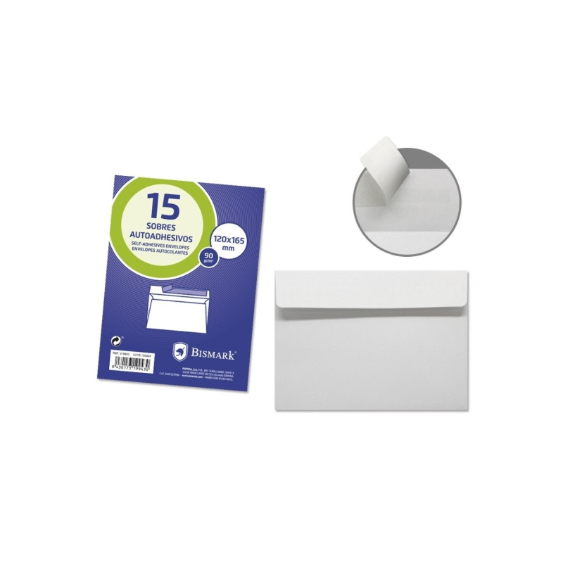 Bismark Pack de 15 Sobres Comercial Papel 90grs