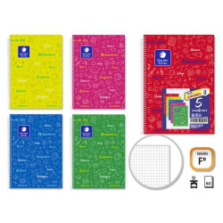 Golden Pack de 5 Cuadernos Asignatura Folio 80 Hojas 90gr Cuadricula 4x4