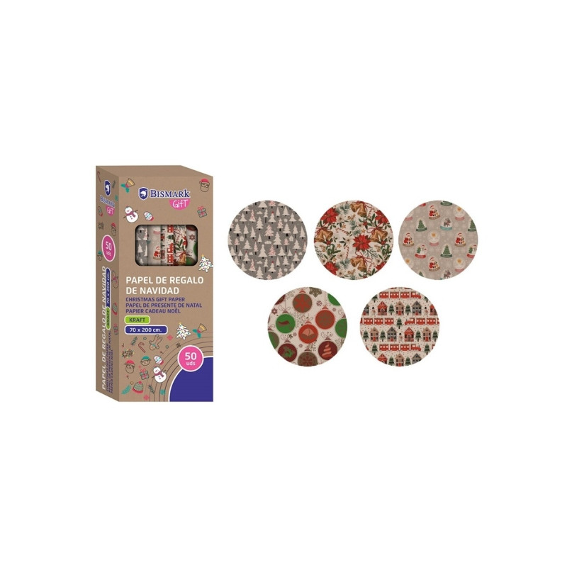 Bismark Kraft Navidad Rollo de Papel Kraft Regalo (50u.)