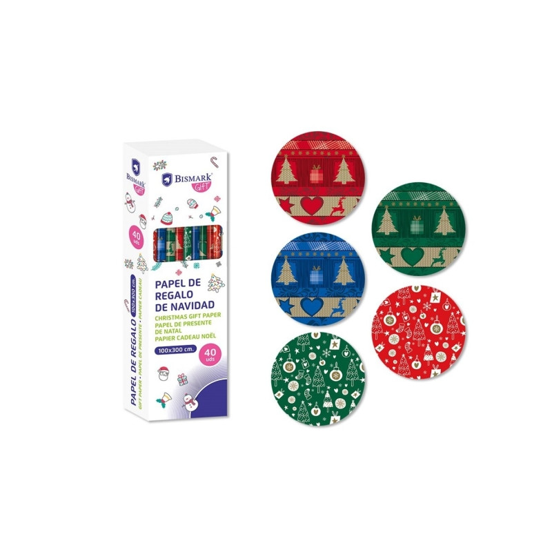 Bismark Navidad Metalizado Rollo de Papel Regalo (40u.)