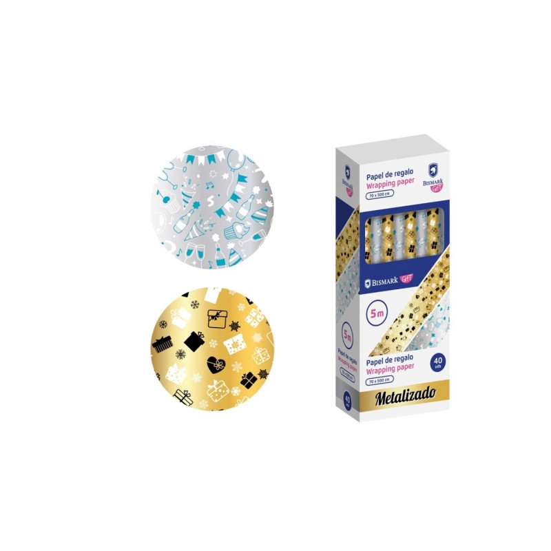 Bismark Metalizado Rollo de Papel Regalo (40u.)