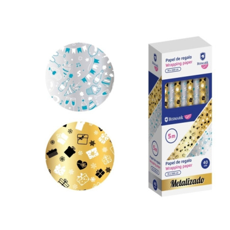 Bismark Metalizado Rollo de Papel Regalo (40u.)