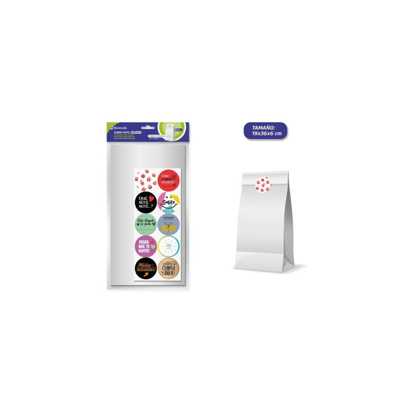 Bismark Pack de 10 Sobres Papel Kraft 50grs con 10 Pegatinas para Cierre