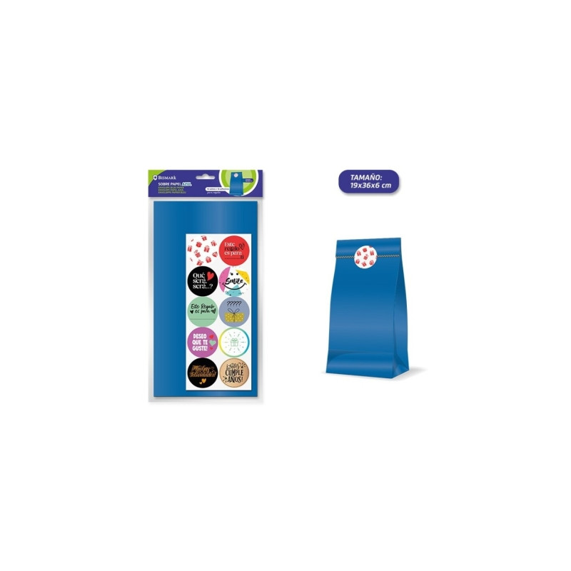 Bismark Pack de 10 Sobres Papel Kraft 50grs con 10 Pegatinas para Cierre