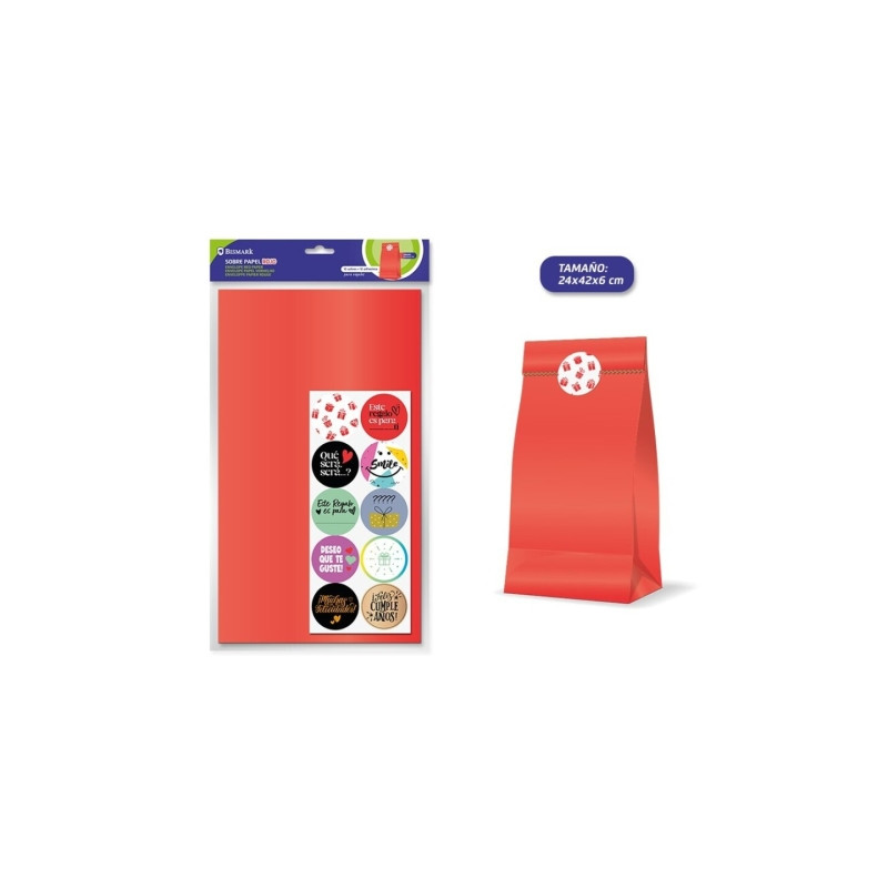 Bismark Pack de 10 Sobres Papel Kraft 50grs con 10 Pegatinas para Cierre