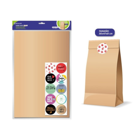 Bismark Pack de 10 Sobres Papel Kraft 50grs con 10 Pegatinas para Cierre