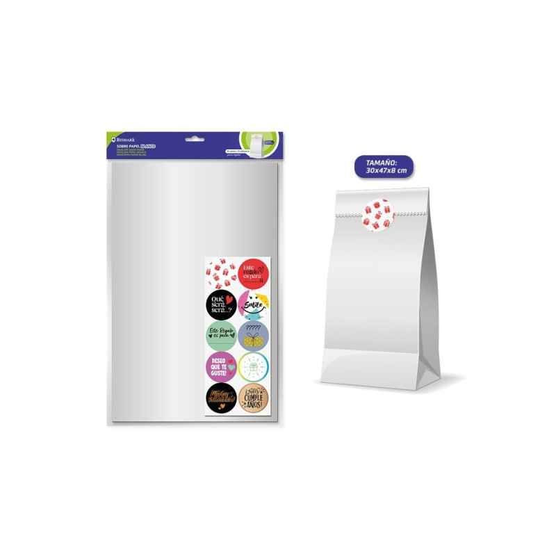 Bismark Pack de 10 Sobres Papel Kraft 50grs con 10 Pegatinas para Cierre