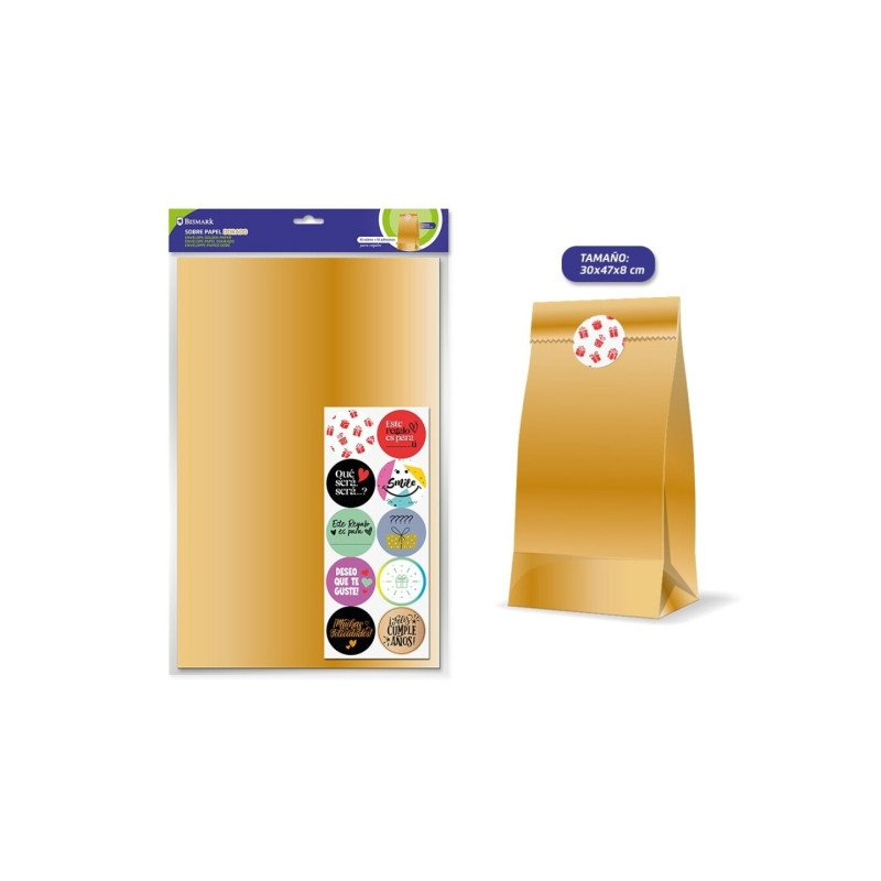 Bismark Pack de 10 Sobres Papel Kraft 50grs con 10 Pegatinas para Cierre