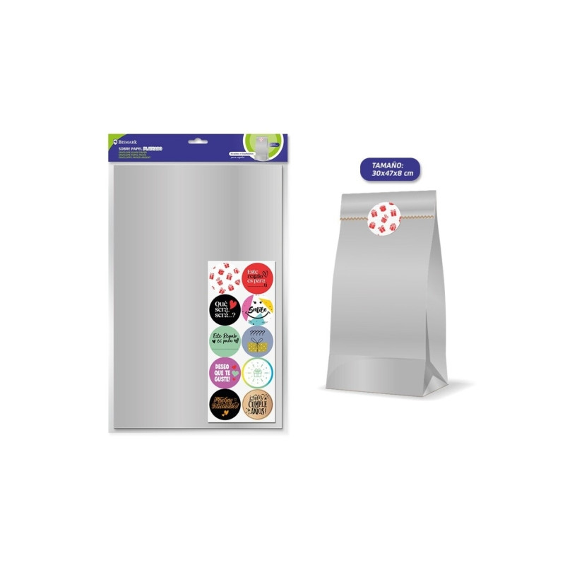 Bismark Pack de 10 Sobres Papel Kraft 50grs con 10 Pegatinas para Cierre