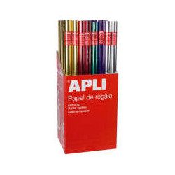 Apli Expositor de 55 Rollos de Papel Regalo Metalizado