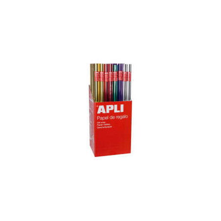 Apli Expositor de 55 Rollos de Papel Regalo Metalizado