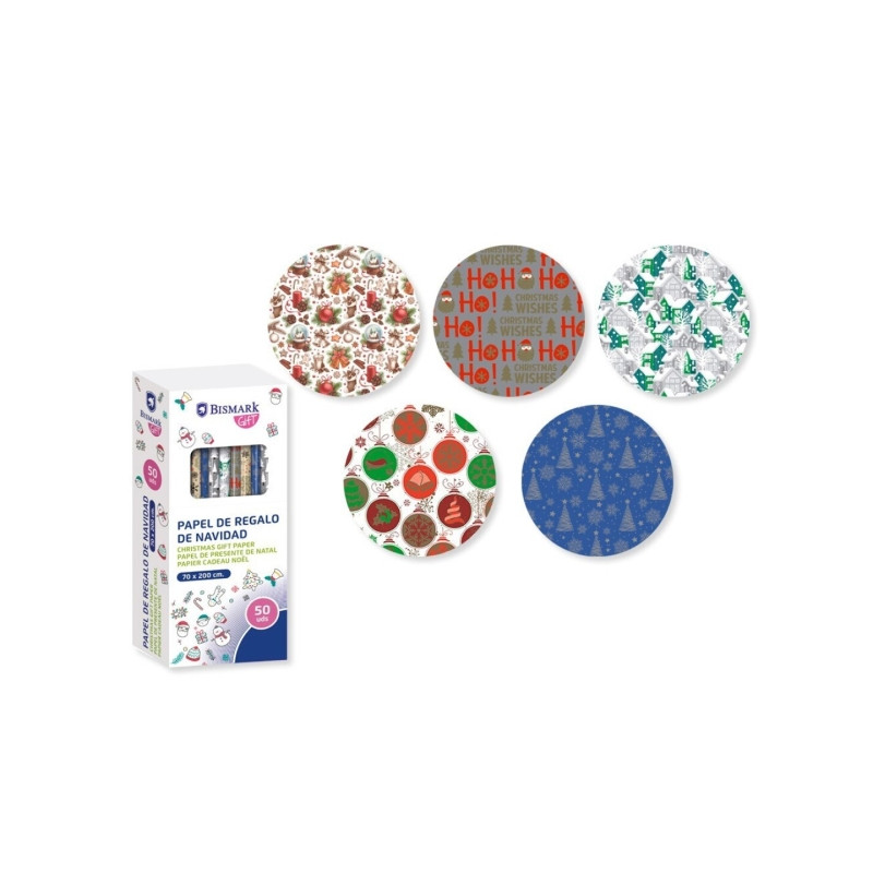 Bismark Navidad Oro/Plata Rollo de Papel Regalo (50u.)