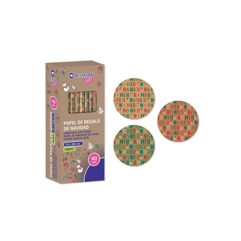 Bismark Kraft Hohoho Rollo de Papel Kraft Regalo (40u.)