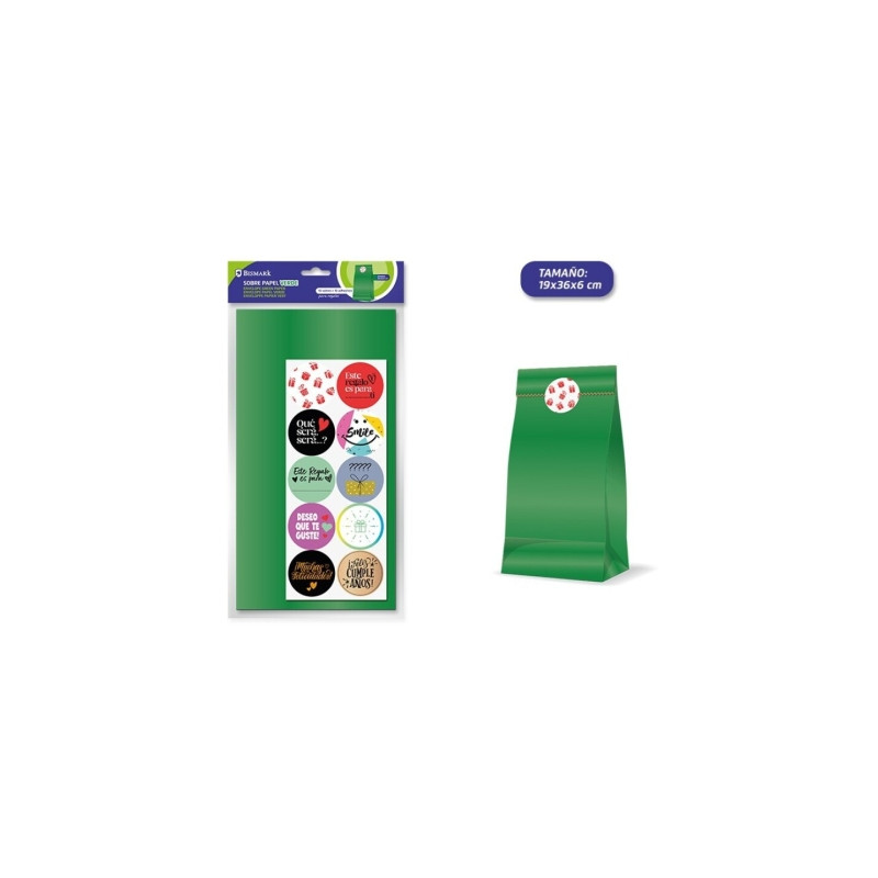 Bismark Pack de 10 Sobres Papel Kraft 50grs con 10 Pegatinas para Cierre