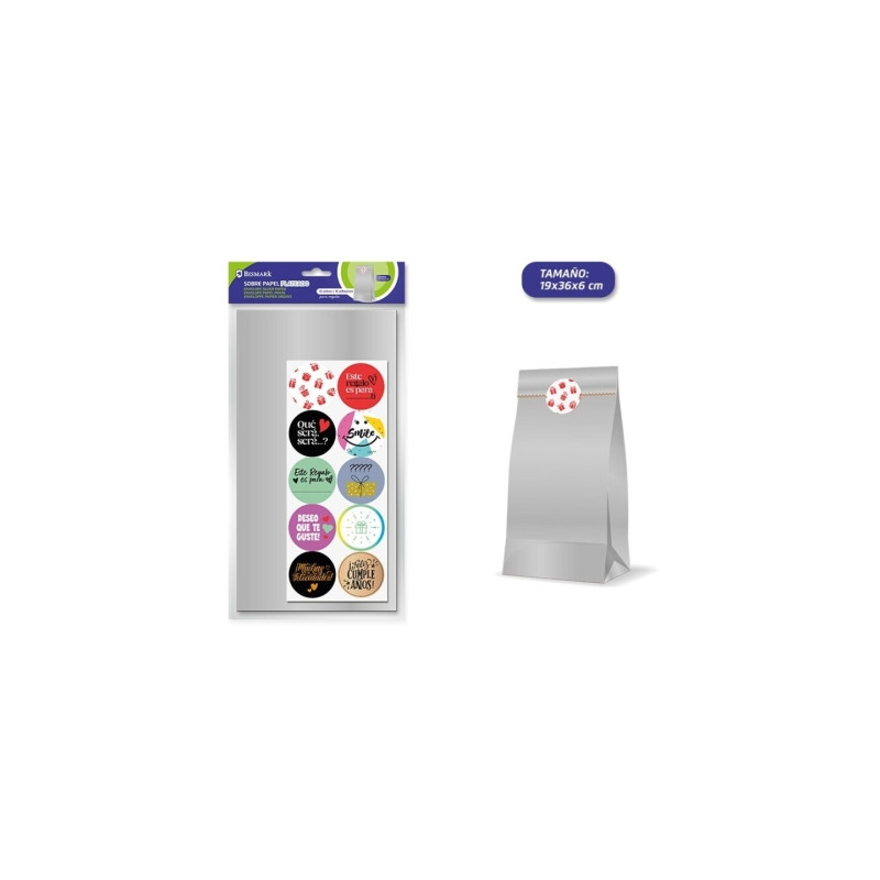 Bismark Pack de 10 Sobres Papel Kraft 50grs con 10 Pegatinas para Cierre