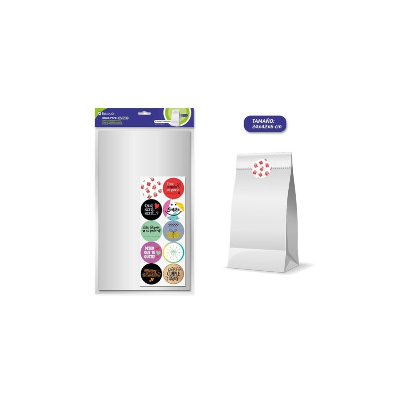 Bismark Pack de 10 Sobres Papel Kraft 50grs con 10 Pegatinas para Cierre