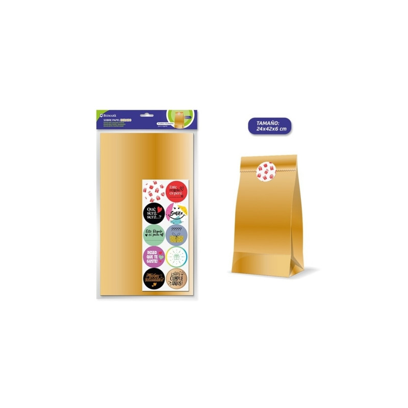 Bismark Pack de 10 Sobres Papel Kraft 50grs con 10 Pegatinas para Cierre