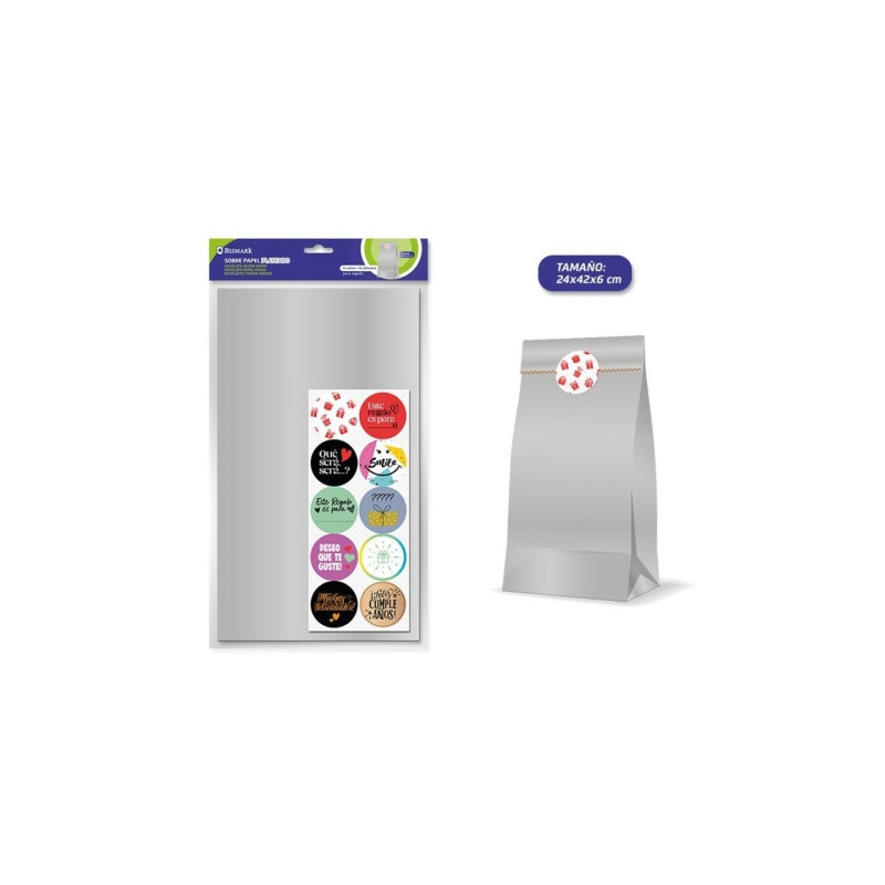Bismark Pack de 10 Sobres Papel Kraft 50grs con 10 Pegatinas para Cierre