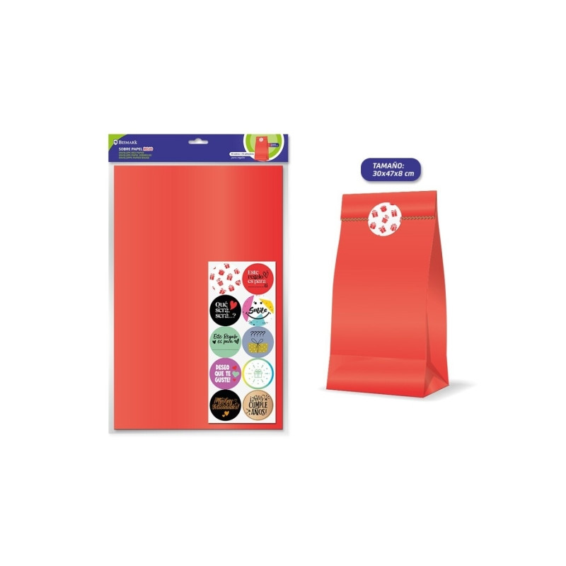 Bismark Pack de 10 Sobres Papel Kraft 50grs con 10 Pegatinas para Cierre