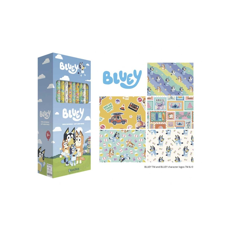 Safta Bluey Ready Expositor con 50 Rollos de Papel Regalo