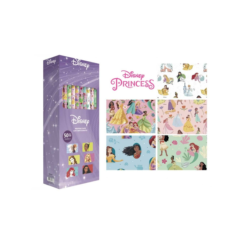 Safta Princesas Disney Expositor con 50 Rollos de Papel Regalo