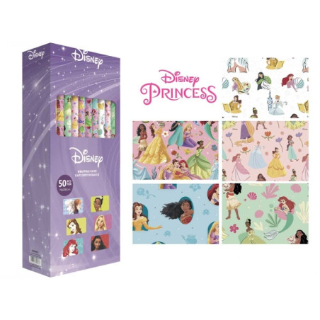 Safta Princesas Disney Expositor con 50 Rollos de Papel Regalo