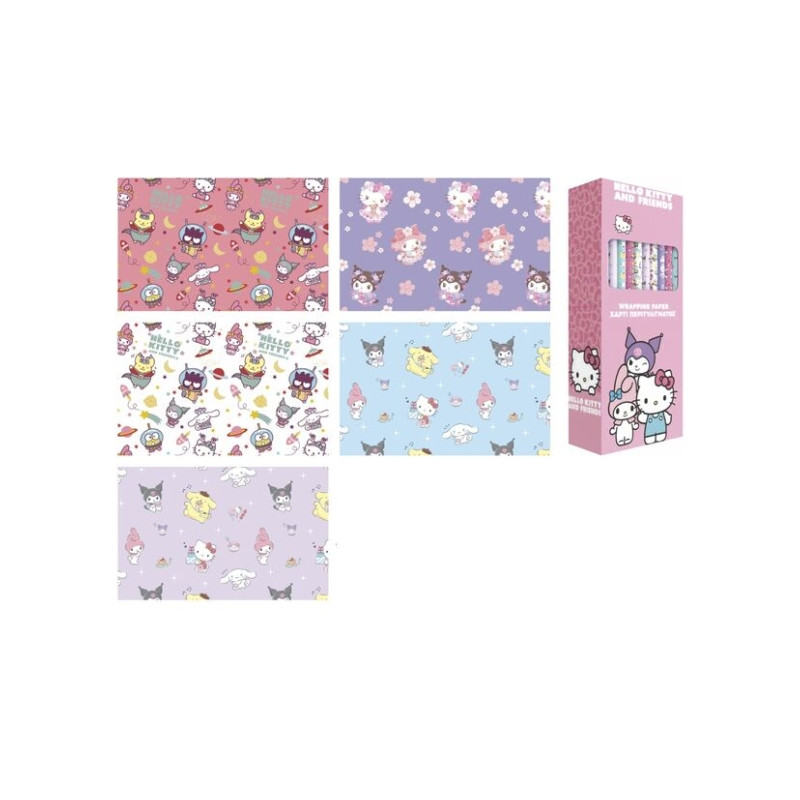 Safta Hello Kitty and Friends Expositor con 50 Rollos de Papel Regalo