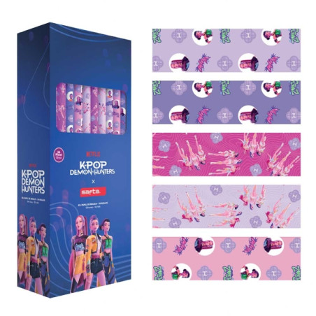 Safta K-Pop Demon Hunters Expositor con 50 Rollos de Papel Regalo