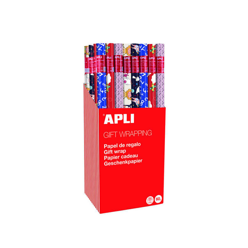 Apli Expositor de 55 Rollos de Papel Regalo Infantil
