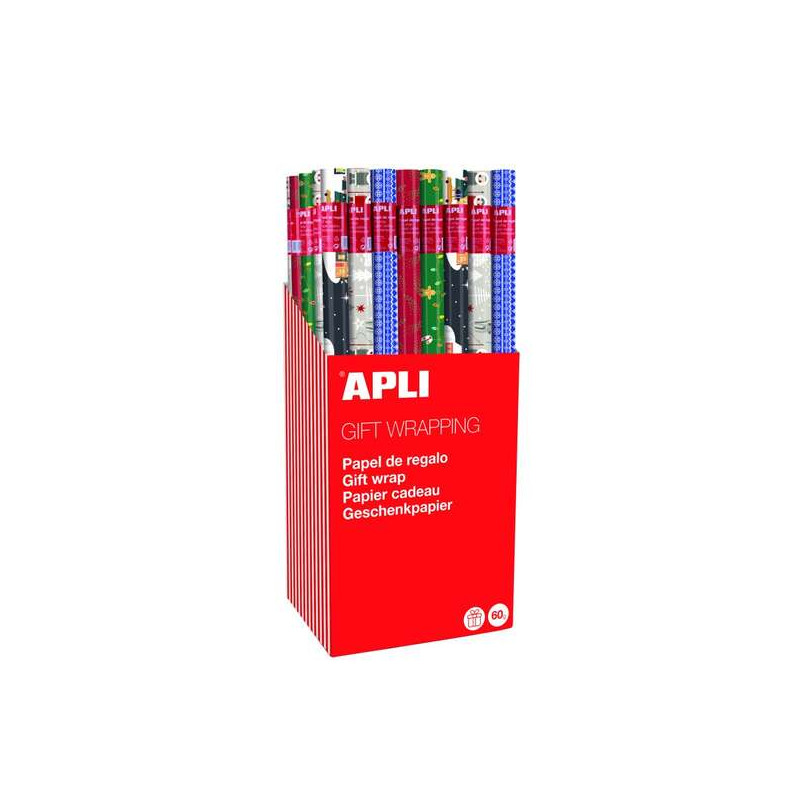Apli Expositor de 55 Rollos de Papel Regalo Navidad