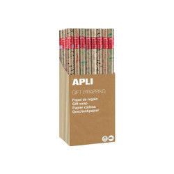 Apli Expositor de 55 Rollos de Papel Regalo Kraft Fun