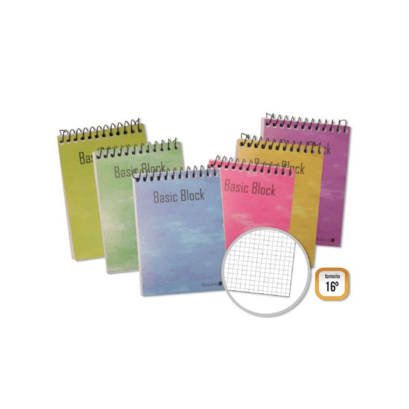 Golden Cuaderno Espiral Superior 16º Apaisado (102x71mm) 80 Hojas 60gr Cuadricula (10u.)