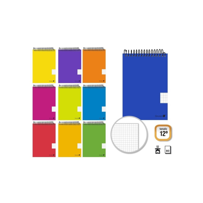 Golden Cuaderno Espiral Apaisado 80 Hojas 60grs Cuadricula 4x4 (10u.)