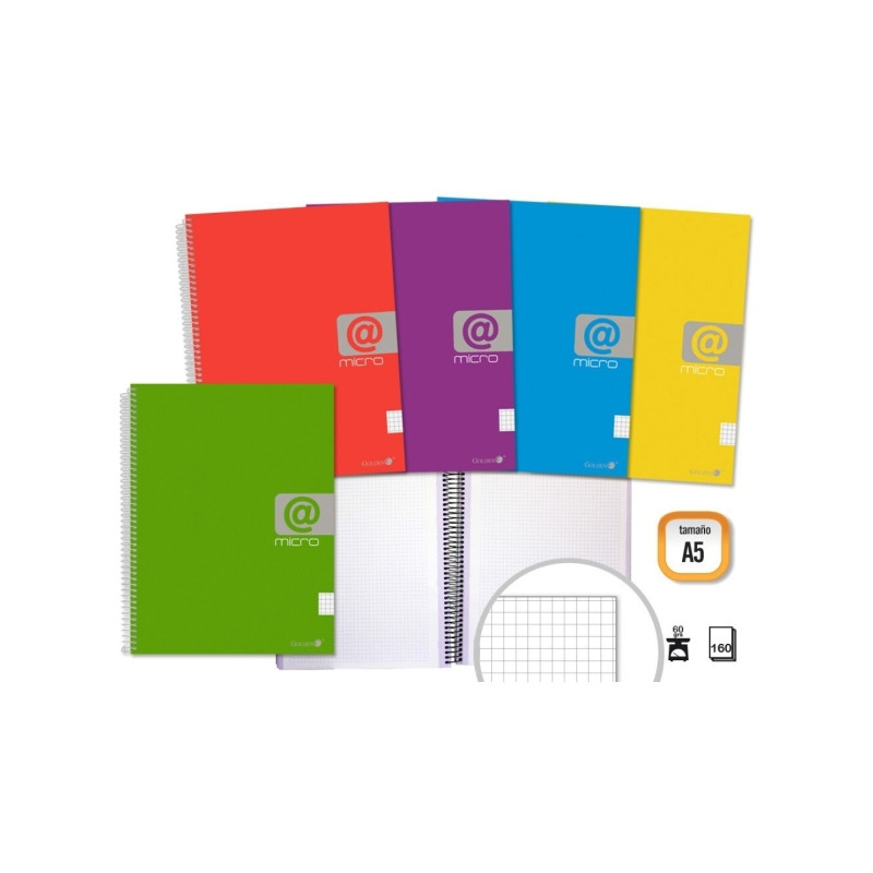 Golden Cuaderno Espiral A5 160 Hojas 60grs Cuadricula (5u.)