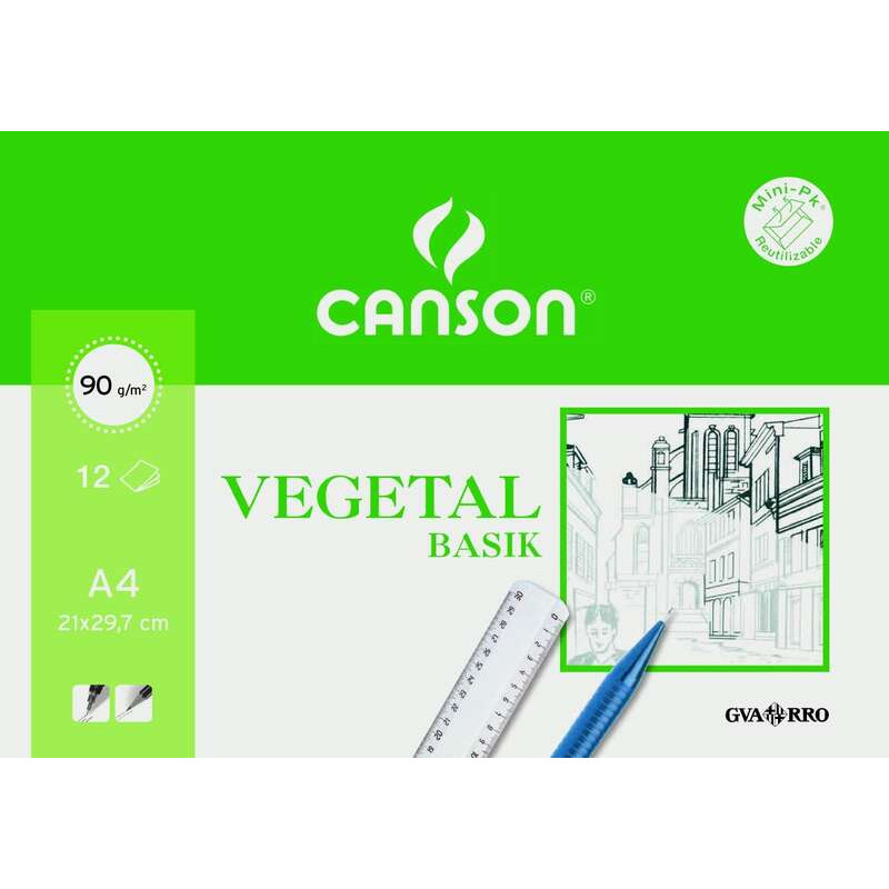 Canson Vegetal Basik Minipack de 12 Hojas A4
