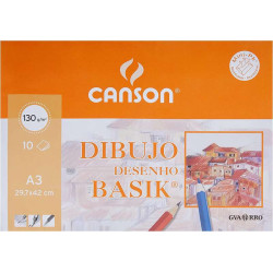 Canson Minipack de 10 Hojas de Dibujo Basik Liso A3