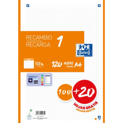 Oxford School Recambio A4 120 Hojas Cuadricula 5x5mm