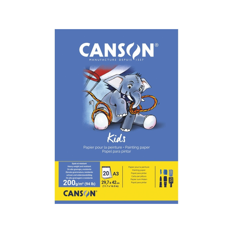 Canson Kids Bloc para Pintar A3 20 Hojas 200 g/m²