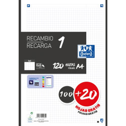 Oxford School Recambio A4 120 Hojas Cuadricula 5x5mm